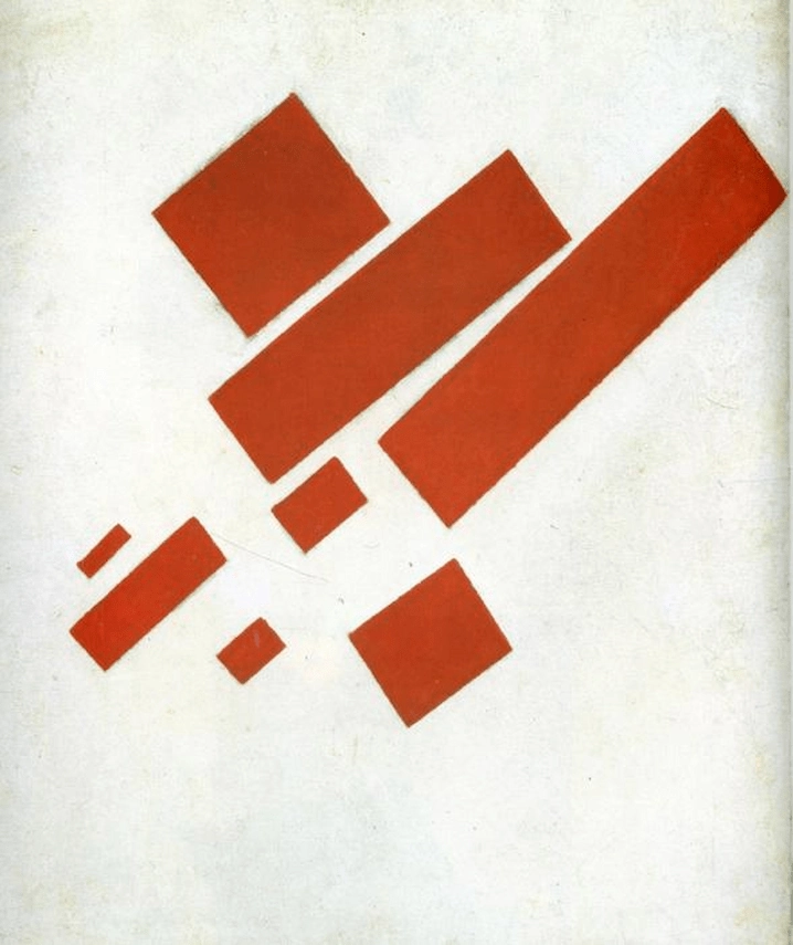 Ocho Rectángulos (1915) de Malevich pintura suprematista